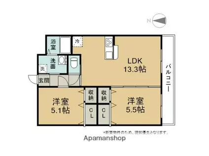 HALELEA小池原(2LDK/2階)の間取り写真