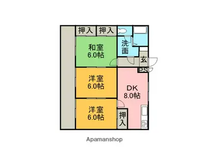 第2宗コーポ(3DK/3階)の間取り写真