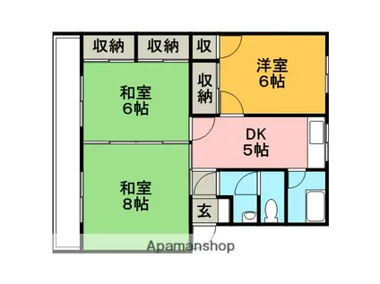 宗コーポ(3DK/3階)の間取り写真