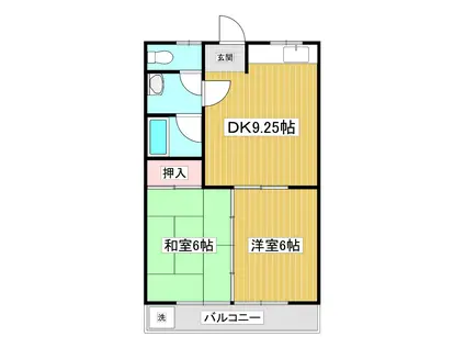 ドリームコーポ(2DK/2階)の間取り写真