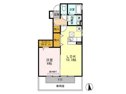 ボヌールB棟(1LDK/1階)の間取り写真