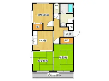 サースマンション(3DK/2階)の間取り写真