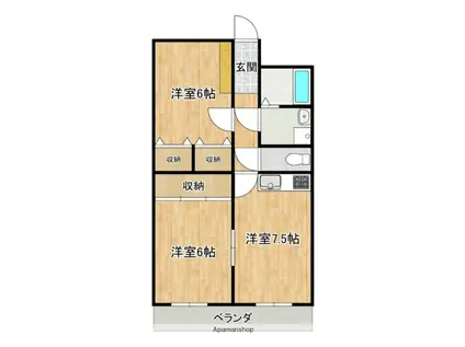 パークサイド早水壱番館(2DK/2階)の間取り写真