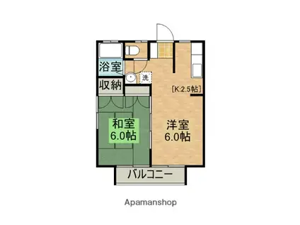 グリーン若葉(2K/1階)の間取り写真