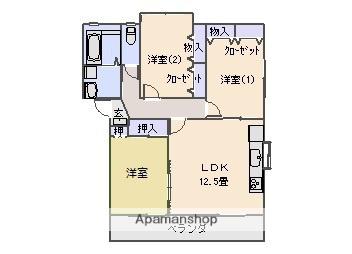 ガーデンヒルズ広原(3LDK/2階)の間取り写真
