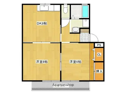 コーポクレサンサマム(2DK/2階)の間取り写真