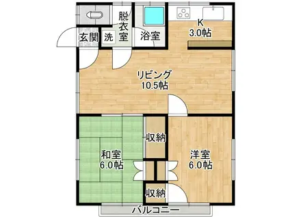 ガーデンHN(2LDK/2階)の間取り写真