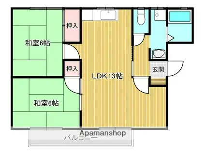 フレグランス金丸(2LDK/2階)の間取り写真