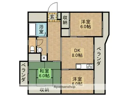 センチュリー21都城ビル(3DK/3階)の間取り写真