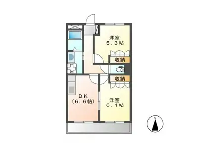 あやめハイム(2DK/1階)の間取り写真