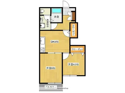 マーヴェラスST(2DK/1階)の間取り写真