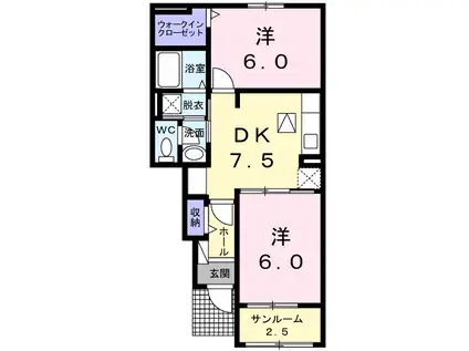 LUCE Ⅱ(2DK/1階)の間取り写真