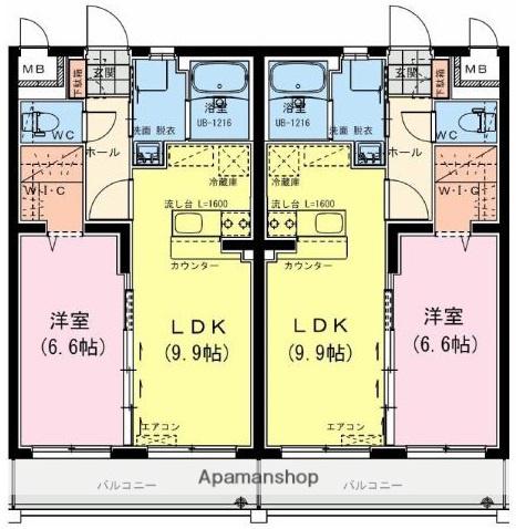 ヴァレンティノ 南棟(1LDK/3階)の間取り写真