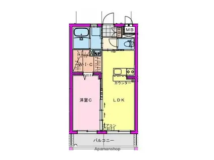 ポルトボヌール姫城RC(1LDK/2階)の間取り写真