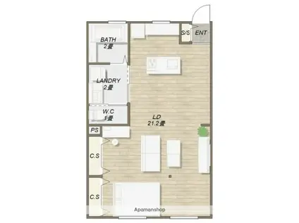 グランベアージュA(ワンルーム/2階)の間取り写真