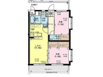 グラン ソレイユⅠ(2LDK/2階)の間取り写真