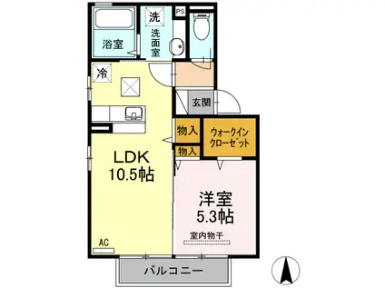 ボナールTOMO A棟(1LDK/1階)の間取り写真