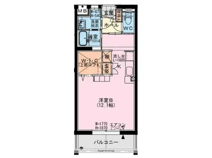 セブン・セブン都北(ワンルーム/4階)の間取り写真