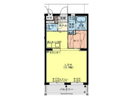 都城小松原町マンション(ワンルーム/2階)の間取り写真