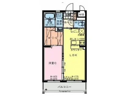 都城年見町Hマンション(1LDK/2階)の間取り写真