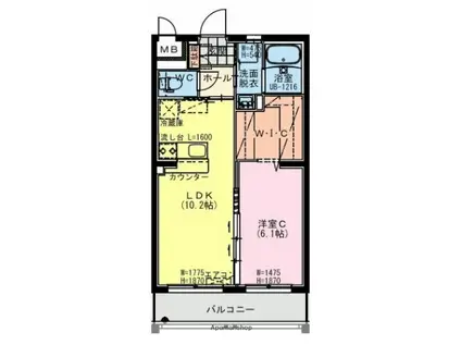 都城年見町Hマンション(1LDK/2階)の間取り写真