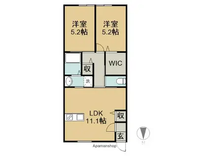 CASTELLO(2LDK/2階)の間取り写真