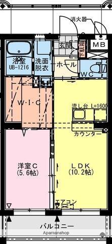 都城天神町YマンションII(1LDK/3階)の間取り写真