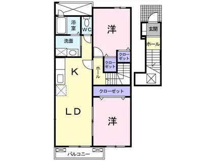 アベニュー・サイド A棟(2LDK/2階)の間取り写真