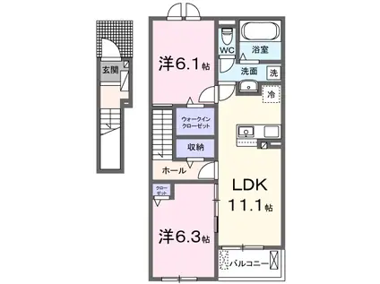 ハニーサックル Ⅱ(2LDK/2階)の間取り写真