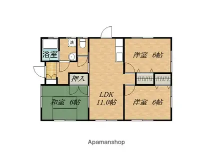 日豊本線 都城駅 バス乗車時間:15分 藤田口バス停で下車 徒歩2分 1階建 築20年(3LDK)の間取り写真