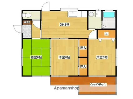 日豊本線 三股駅 バス乗車時間:19分 今市停バス停で下車 徒歩3分 1階建 築23年(3DK)の間取り写真