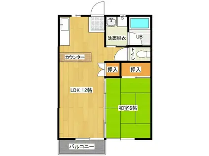 丸久第12コーポ A棟(1LDK/2階)の間取り写真