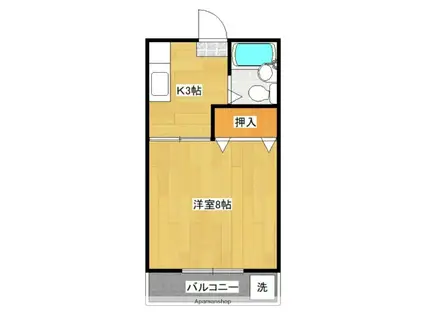 津曲マンション(1K/3階)の間取り写真