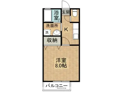 セジュールウエストⅡB(1DK/1階)の間取り写真