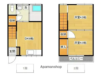 第2米原コーポ(2DK/1階)の間取り写真