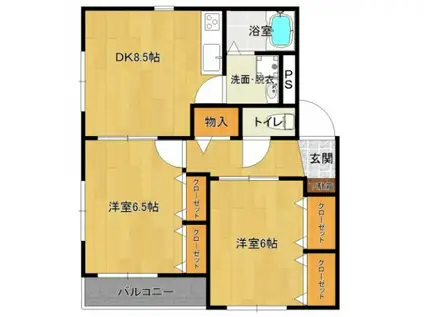 パークサイドひえだ(2DK/2階)の間取り写真