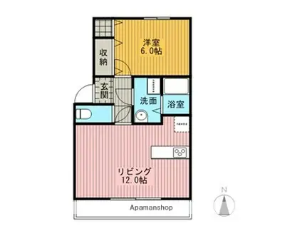 NSBLANCA棟(1LDK/2階)の間取り写真