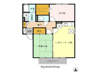 ラ・スティール Ⅱ号館(2LDK/1階)の間取り写真