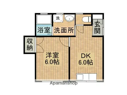 一万城Sハイツ(1DK/1階)の間取り写真