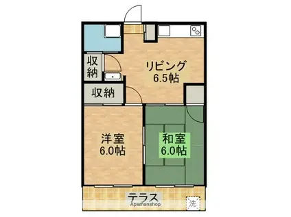 コーポサンパーク(2DK/4階)の間取り写真