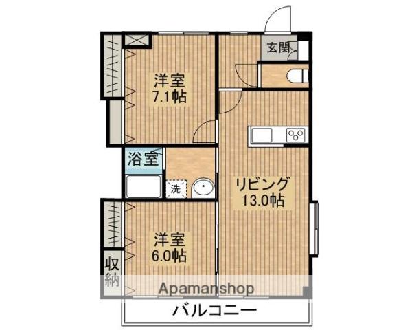 スカイコート志比田Ⅱ(2LDK/1階)の間取り写真
