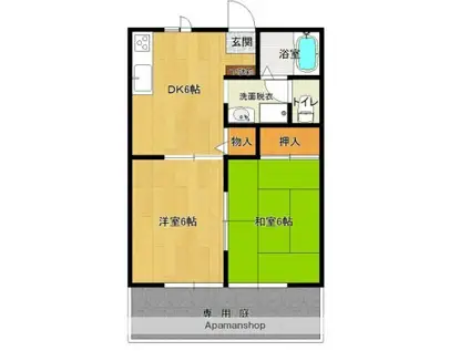 日豊本線 西都城駅 バス乗車時間:2分 早鈴入口バス停で下車 徒歩4分 2階建 築30年(2DK/2階)の間取り写真