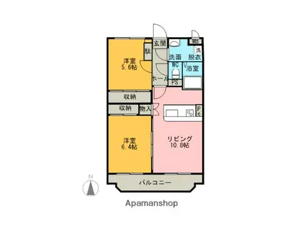 CASA都城(2LDK/3階)の間取り写真