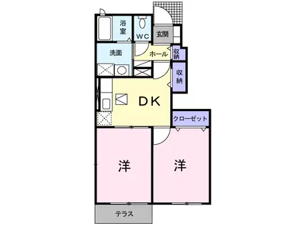 ガーデンコートF(2DK/1階)の間取り写真