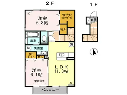 セジュールSAITOU A棟(2LDK/2階)の間取り写真