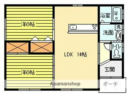 鹿児島県曽於市 1階建 築8年(2LDK)の間取り写真