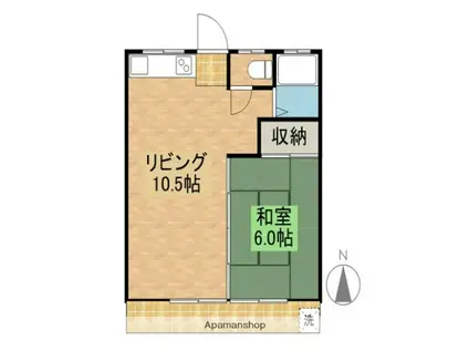 ミマタハイツ-(1LDK/1階)の間取り写真