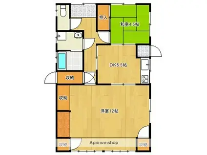 日豊本線 都城駅 バス乗車時間:5分 郡元3丁目バス停で下車 徒歩8分 1階建 築37年(2K)の間取り写真