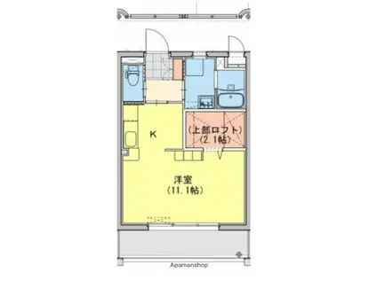 M10.牟田町Ⅱ(ワンルーム/1階)の間取り写真