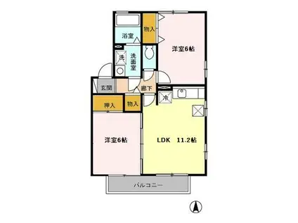 セジュール早水Ⅱ(2LDK/1階)の間取り写真